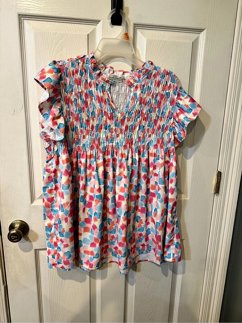 Mod Boutique Confetti Print Smocked Blouse